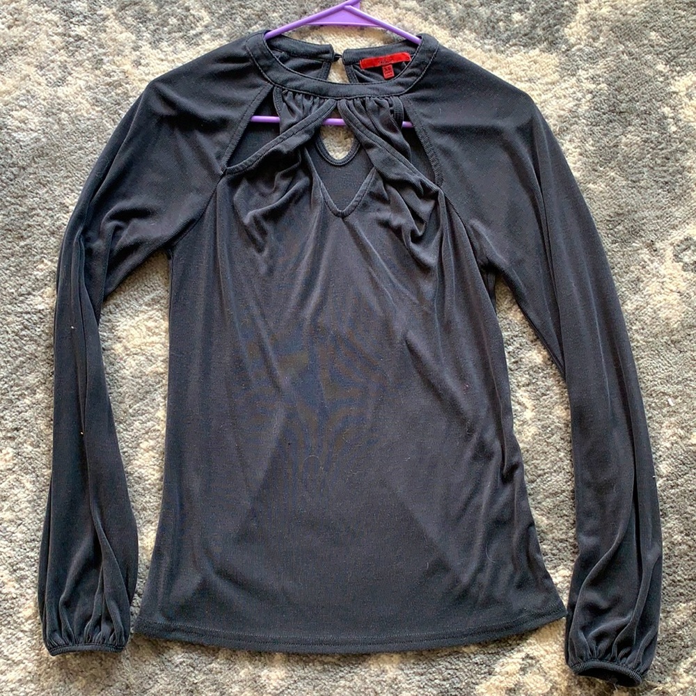 Dark Gray Long Sleeve Buckle Top